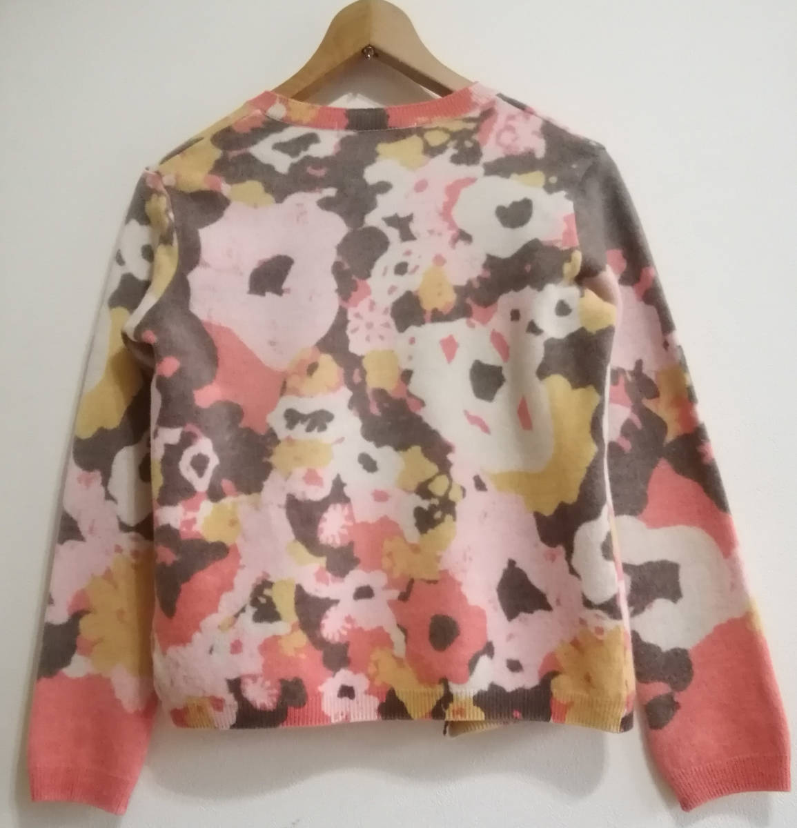 希少✨45R 45Rピンク 花柄カーディガン リネンKNITフラワーCARDIGAN R