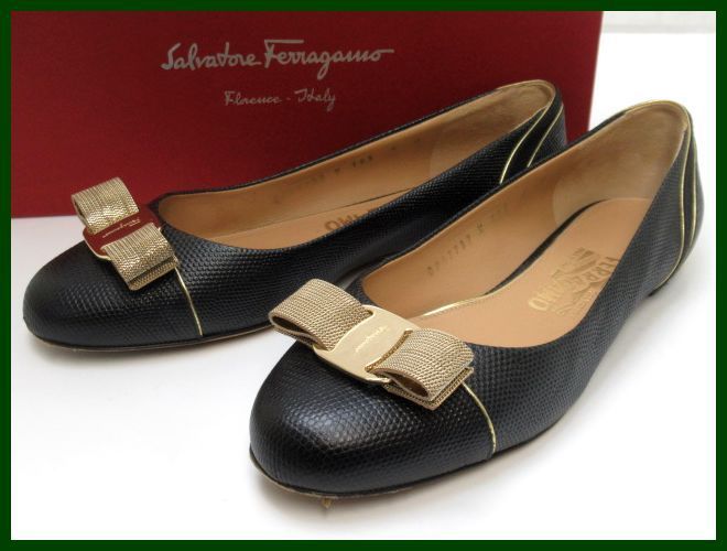 ☆Salvatore Ferragamo/フェラガモ リザード型押し ヴァラ フラット 
