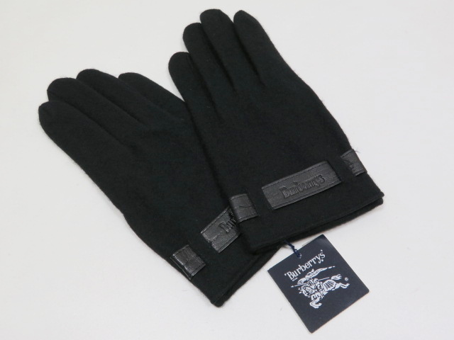 未使用品 Burberrys バーバリー カシミヤ/レザー 手袋 グローブ ブラック