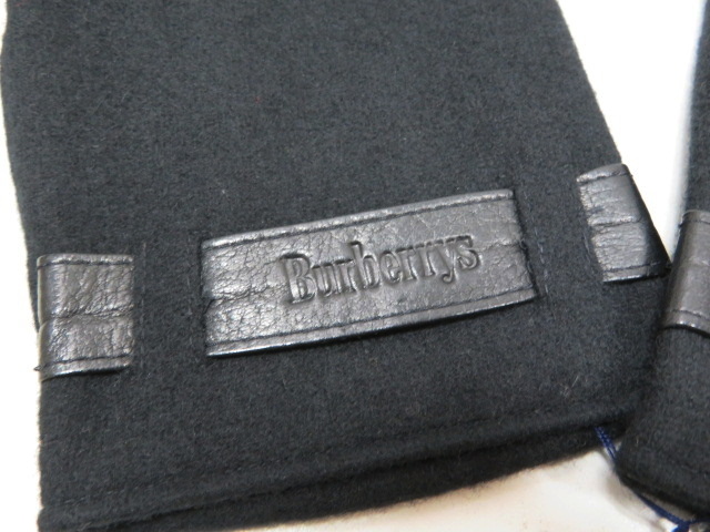未使用品 Burberrys バーバリー カシミヤ/レザー 手袋 グローブ ブラック