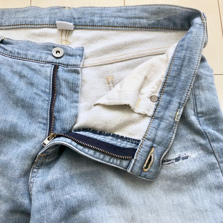【美品】【即完売】18SS Ron Herman FAKE KNIT DENIM SLIM BLUE 裾カットオフ M ロンハーマン スウェット デニム パンツ RHC CALIFORNIA 