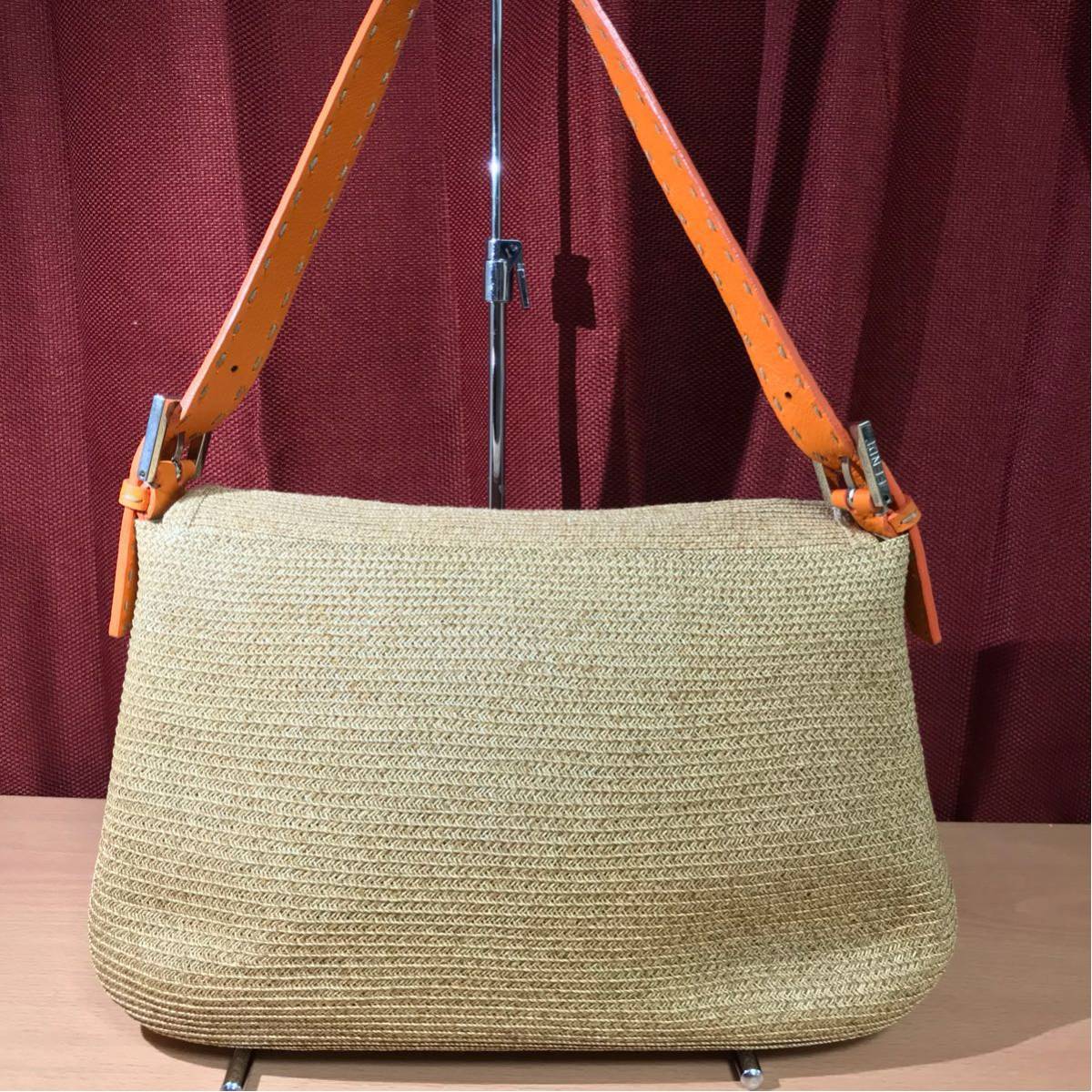 超美品 FENDI フェンディ ストロー素材 マンマバケット バッグ 【公式