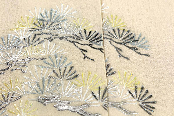 【和遊館】EHB1381　仕立付！創作きもの「銀風庵」丹後ちりめん銀彩加工訪問着