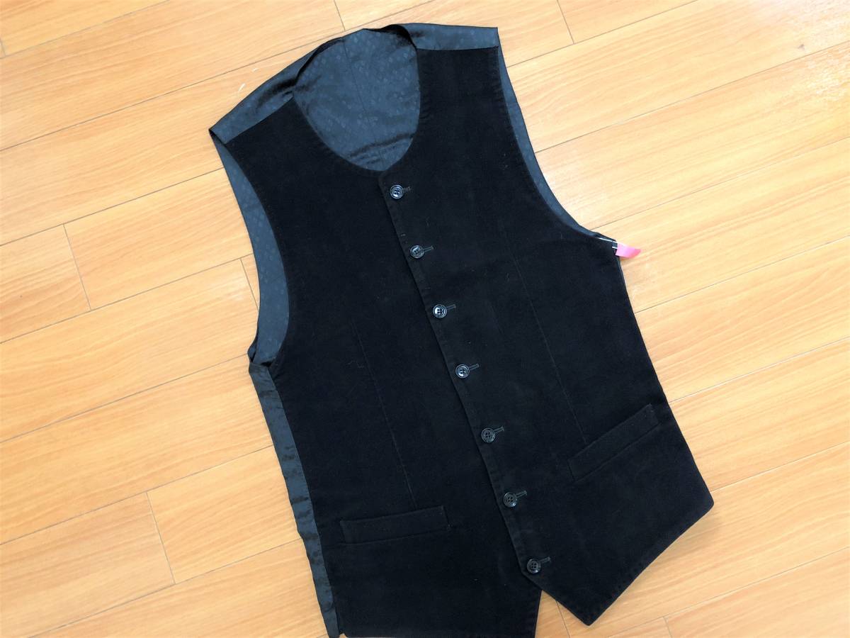 DOLCE & GABBANA ブラック ベルベット ジレ イタリア製 イタリア製 ドルチェ＆ガッパーナ ベロア切り替え ジレ ベスト 黒