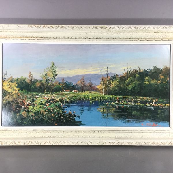 沢野秀時 尾瀬沼周辺にて インテリア J443-O33-130 油彩画 尾瀬沼