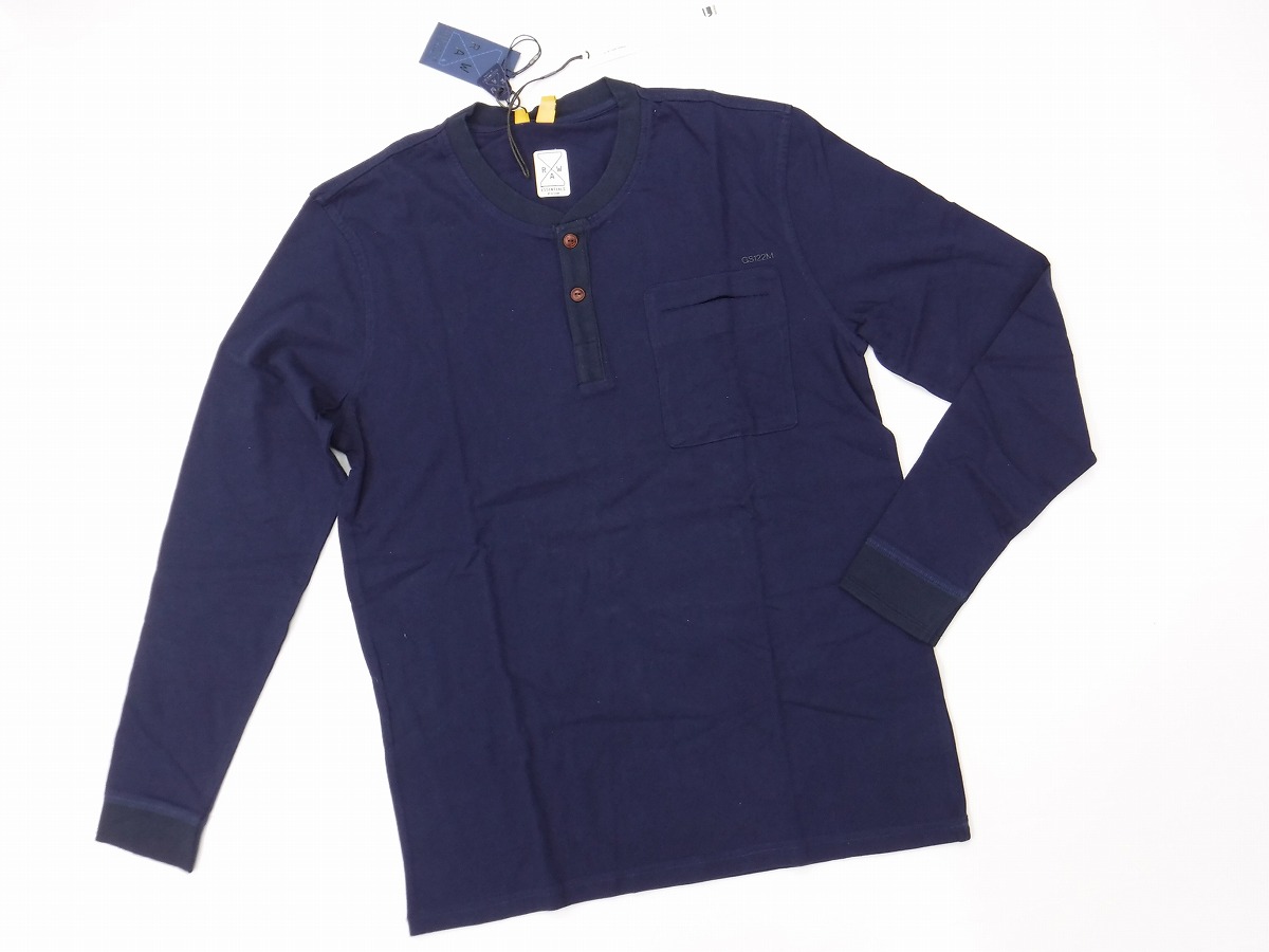  GG217 ジースターロウ G-STAR RAW 正規 藍色胸ポケットGSプリント長袖ヘンリーネックＴシャツL￥19440(Lサイズ)｜売買されたオークション情報、yahooの商品情報をアーカイブ公開 - オークファン Lサイズ
