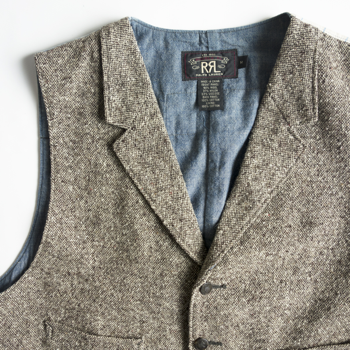 美品】RRL 【TWEED VEST】パッチワーク ウール ツイード ベスト ラルフ