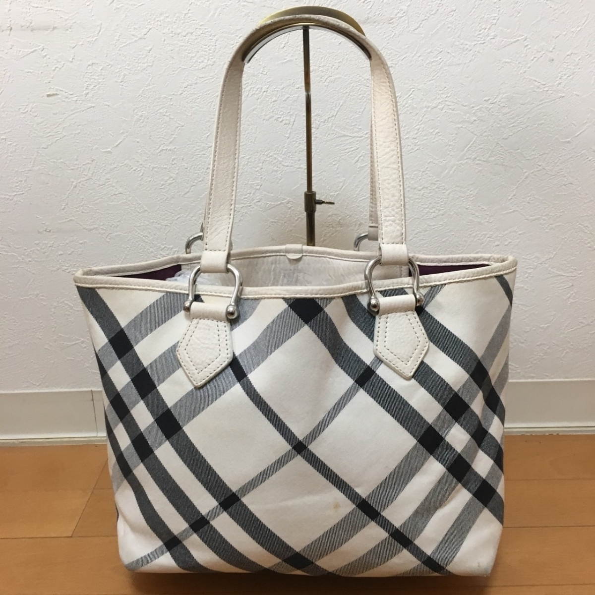 BURBERRY バーバリー ノバチェック キャンバス × レザー トート バッグ