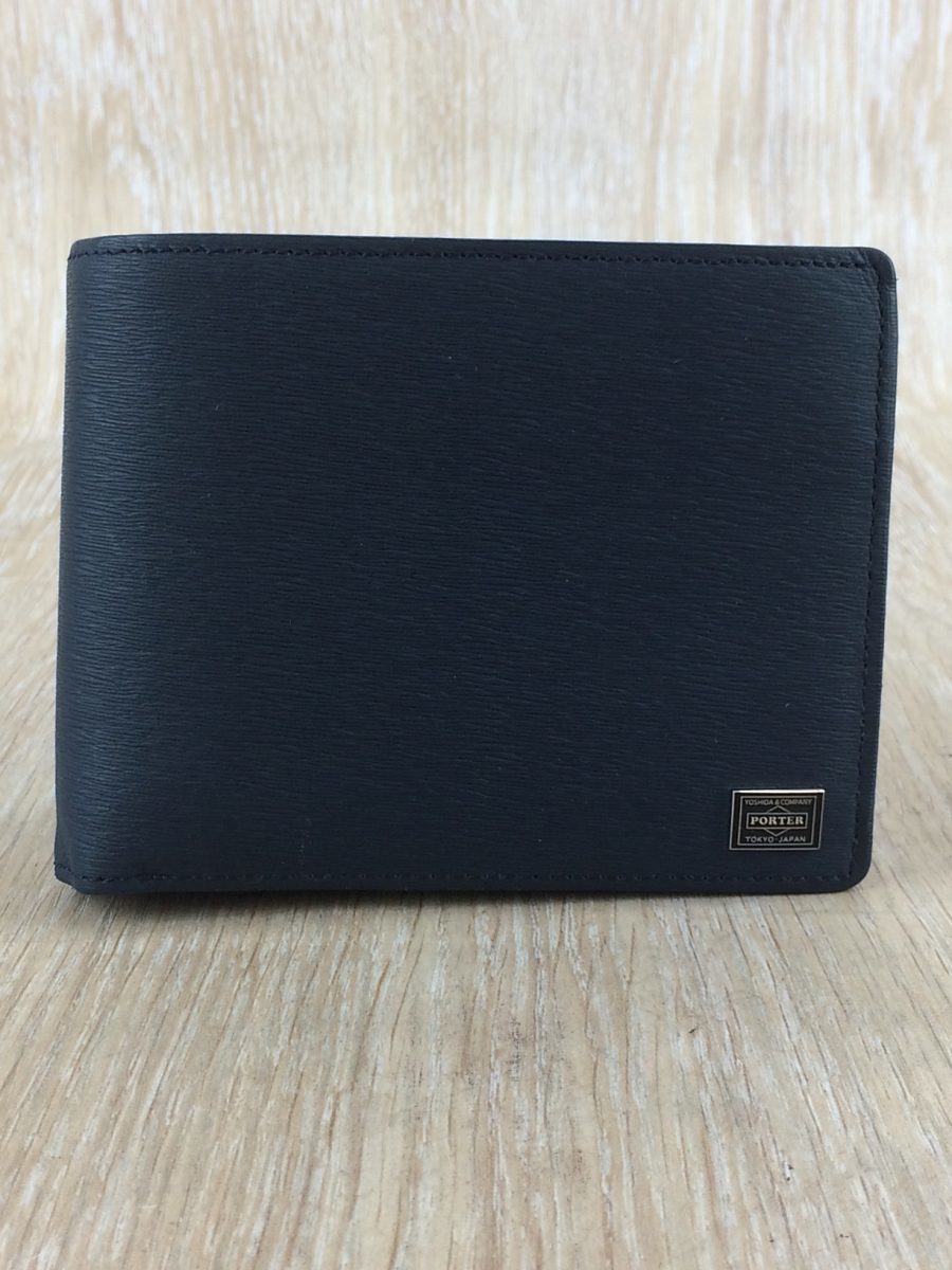 PORTER◇2つ折り財布/ネイビー/カレント/CURRENT/パスケース/牛ステア