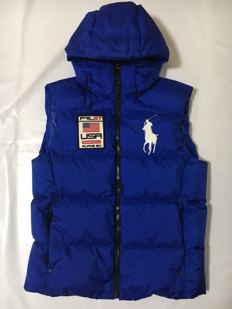 未使用 ラルフローレン ビッグポニー ダウンベスト フーディー 青 S