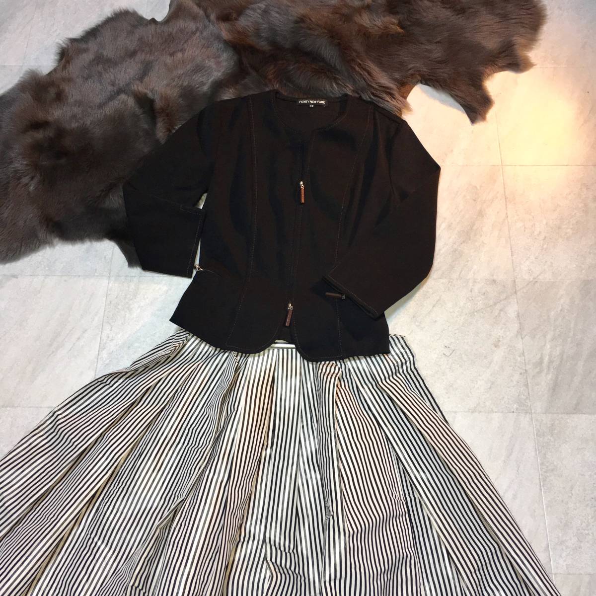 ☆ FOXEY NEW YORK フォクシー ニューヨーク ブラック ストレッチ入り 