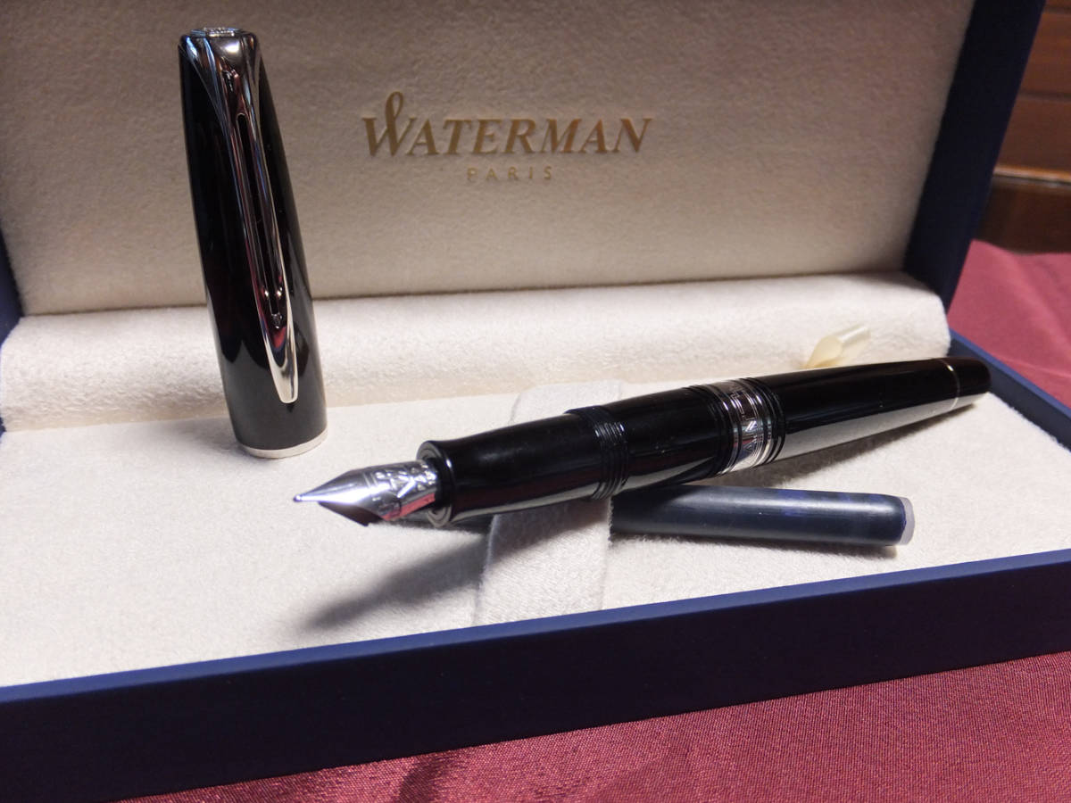 ☆WATERMAN 万年筆 チャールストン エボニーブラックCT (F) 渋い1本
