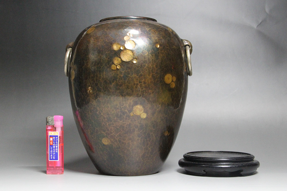 玉川堂 鎚起銅器花瓶 未使用品】無形文化玉川堂 鎚起銅器花瓶 木箱付き