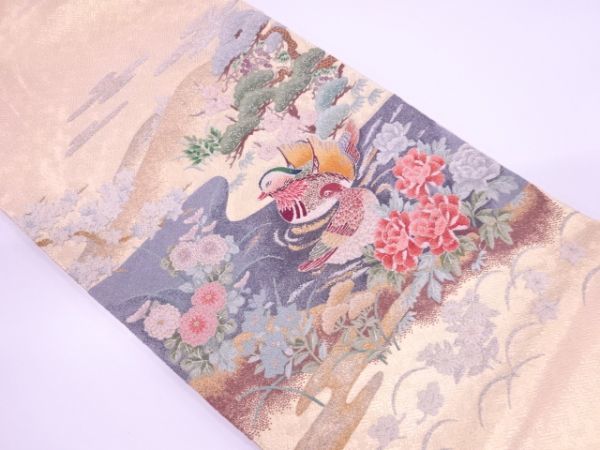 宗sou 佐賀錦相良刺繍鴛鴦に草花模様袋帯