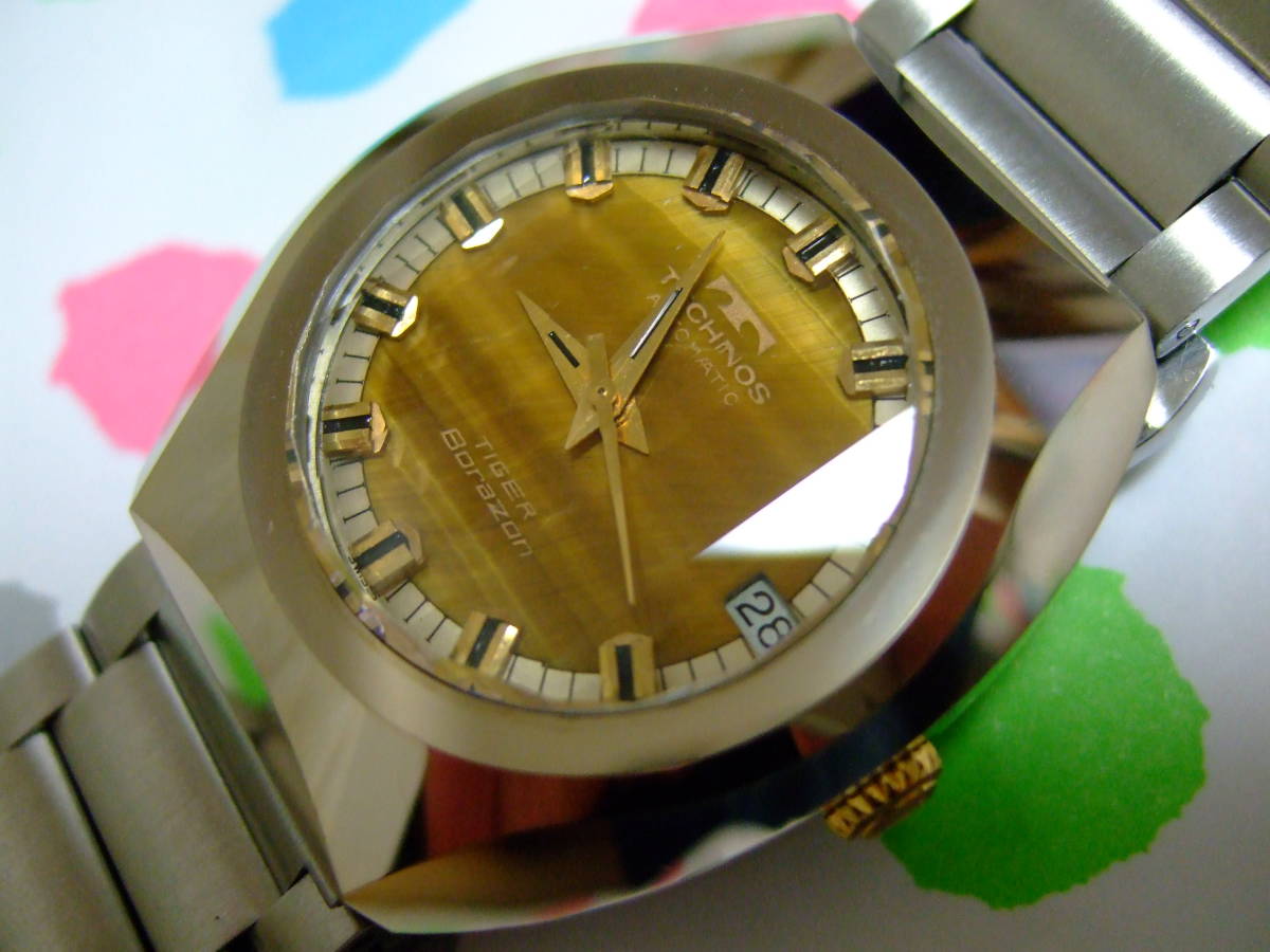 TECHNOS テクノス ボラゾン 1円スタート ゴールドメッキ 自動巻き 