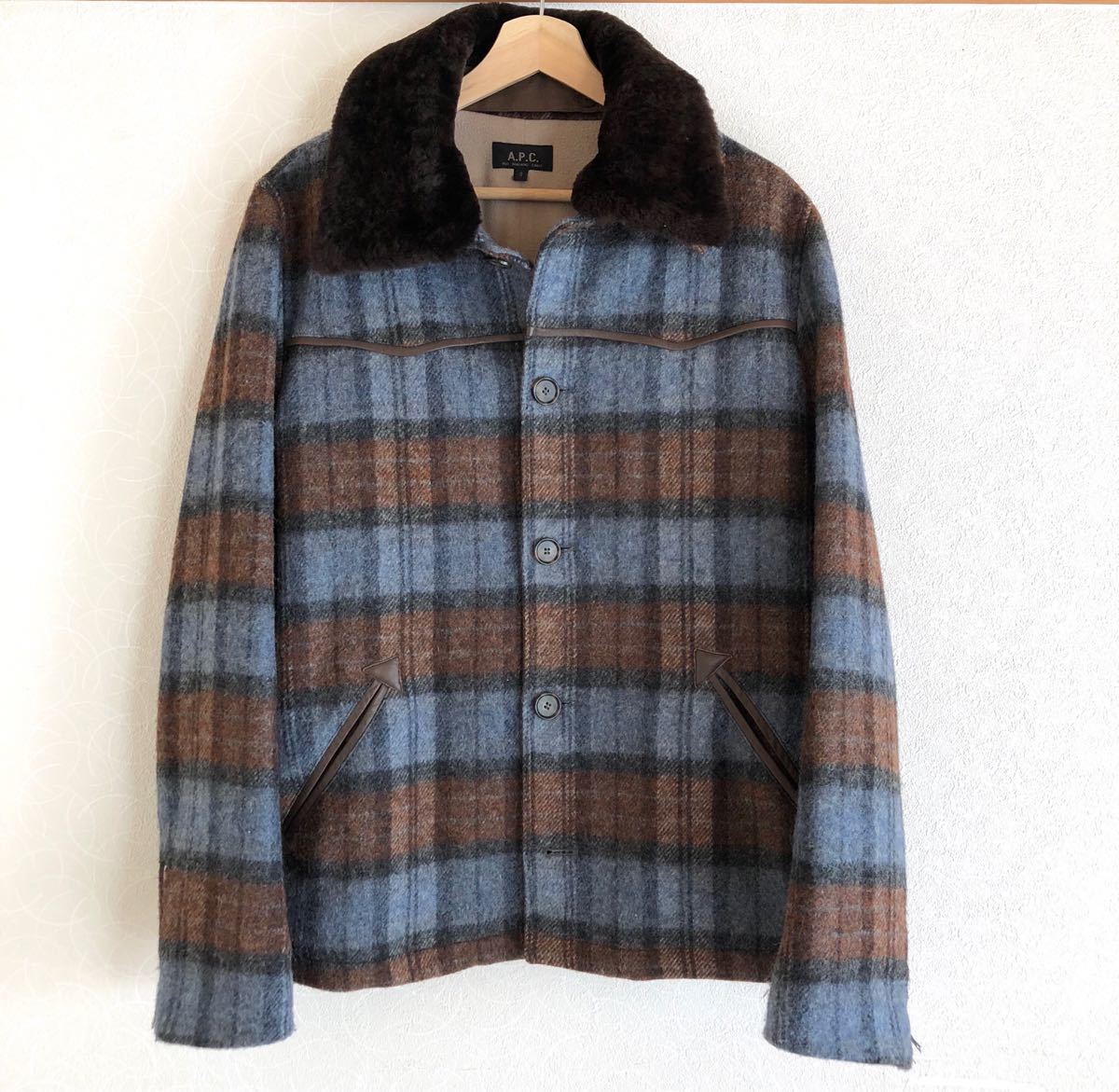 美品！APC チェック ジャケット コート ウール ブルゾン