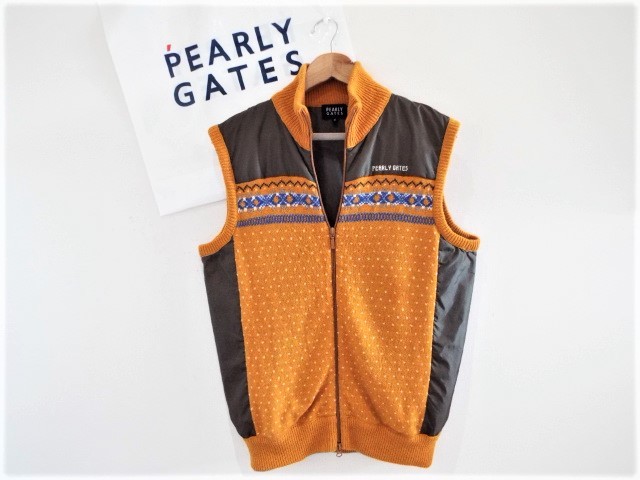  PEARLY GATES パーリーゲイツ / PG ニット＆ウインド フルジップベスト / サイズ６(パーリーゲイツ)｜売買されたオークション情報、yahooの商品情報をアーカイブ公開 - オークファン ベスト