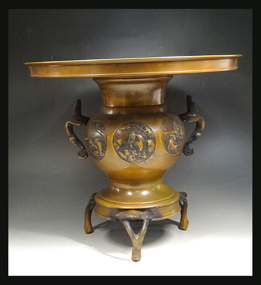 Yahoo!オークション - 茶道具 唐銅渦紋 皆具 金森浄栄 共箱 作歴 水指