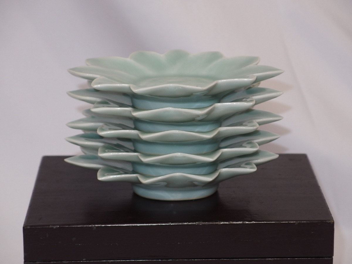 古伊万里 柿右衛門手 染付植物文6寸皿 江戸期/18g71 藍柿右衛門文桔梗