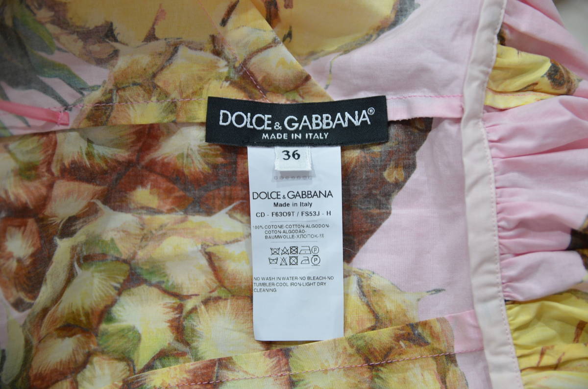 17SS DOLCE&GABBANA ドルチェ＆ガッバーナ パイナップル 柄 ワンピース 