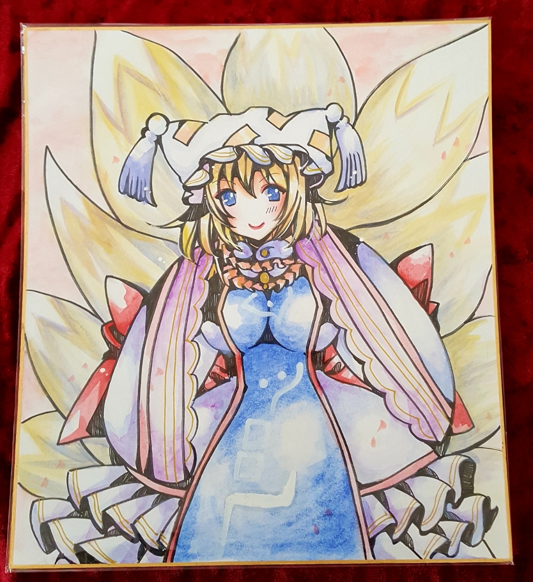 手描きイラスト 同人 東方Project 八雲一家 八雲紫 八雲藍 橙 ミニ色紙