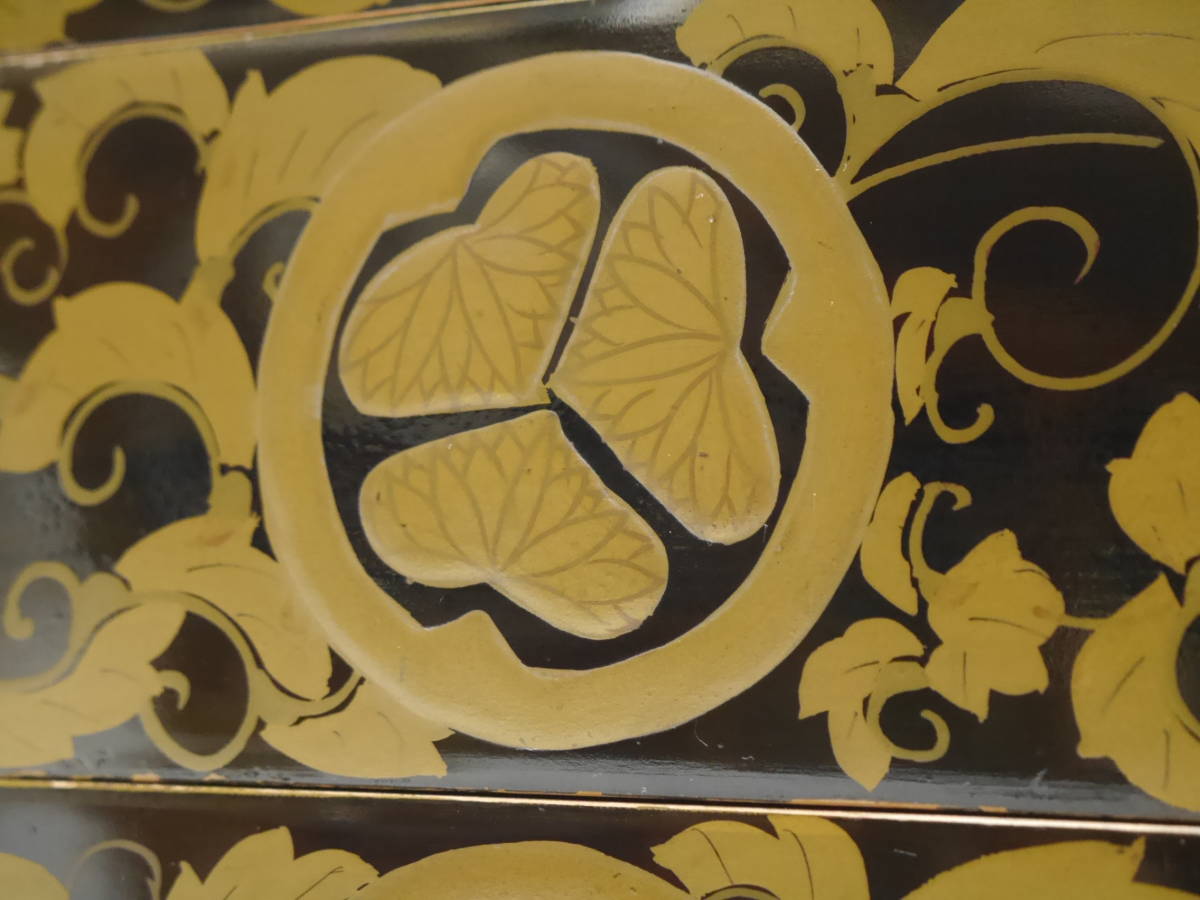 三つ葉葵 家紋 重箱 漆 蒔絵 徳川 時代 五段重ね 骨董 Yahoo