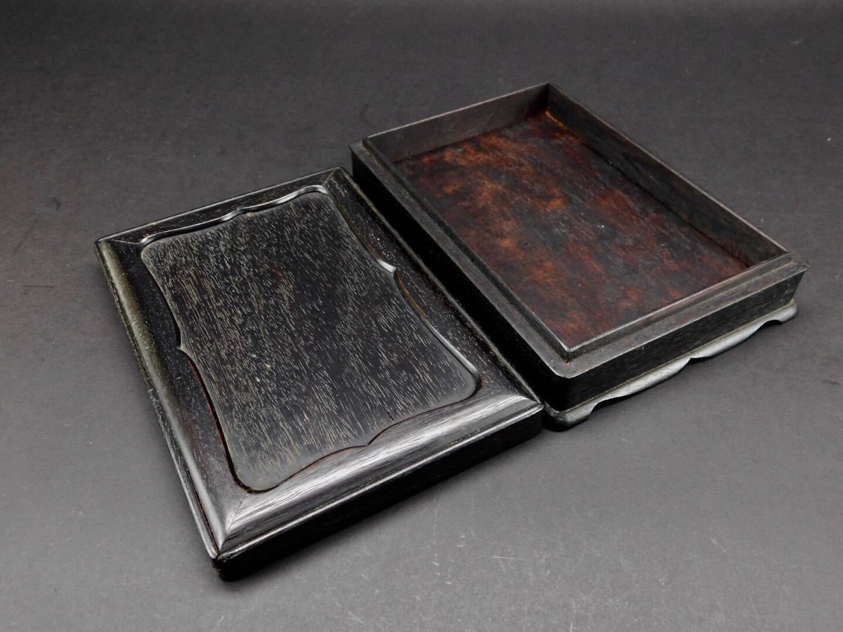 久月】中国美術.唐木紫檀硯箱.文房具.書道具.筆墨紙硯□T194□ 名