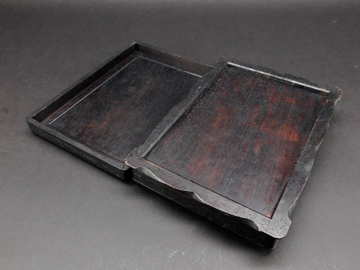 久月】中国美術.唐木紫檀硯箱.文房具.書道具.筆墨紙硯□T194□ 名