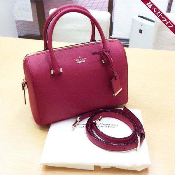 超美品 1円 本物 ケイトスペード 2WAY ミニボストン ショルダーバッグ サフィアーノレザー レッド【001】