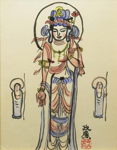 真作】【WISH】澤田政廣 「菩薩像」 日本画 ◇物故巨匠・仏画逸品 〇