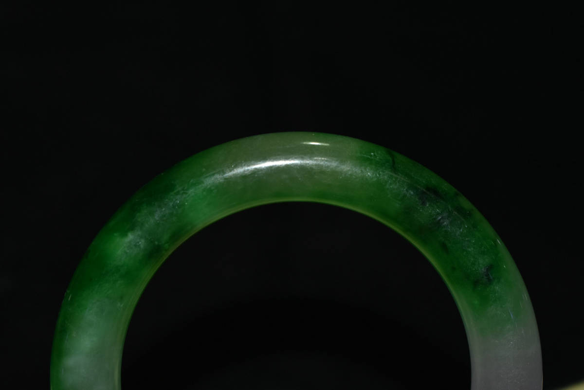 極美品 三色古翡翠 細密彫 腕輪 根付 旧貴婦飾品
