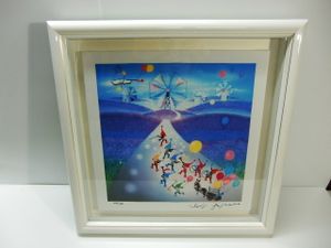 真作□藤城清治 版画 ラベンダー畑の夢 直筆サイン□レフグラフ 絵画