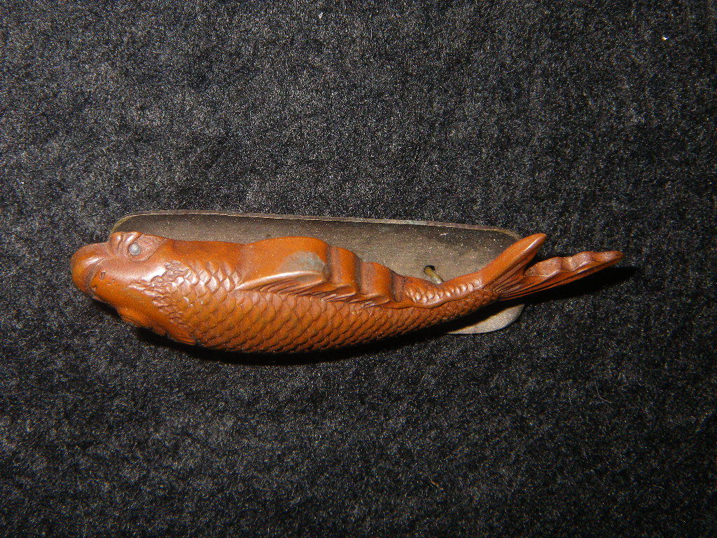 鯉 古金具 煙草入れ 前金具 煙管 どうらん 日本 提物 目貫金具 骨董 魚