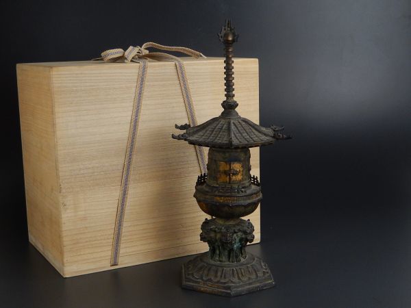 中国古玩 仏教美術 古銅造 鍍金 唐物 仏像 初 極上品 時代物 豆仏