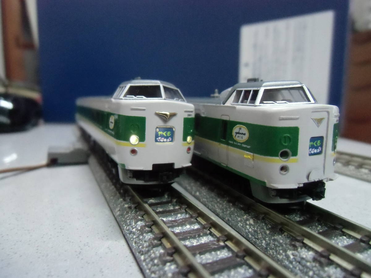 381系「やくも」リニューアル編成（緑の）が入線しました。KATO 381