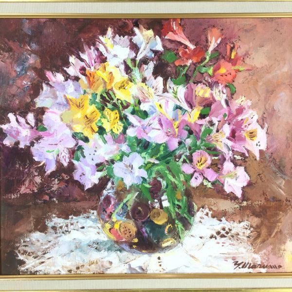 丸茂義輝 額付絵画 秀作 入札者 bの入札履歴 裏書有 8号 薔薇 油彩
