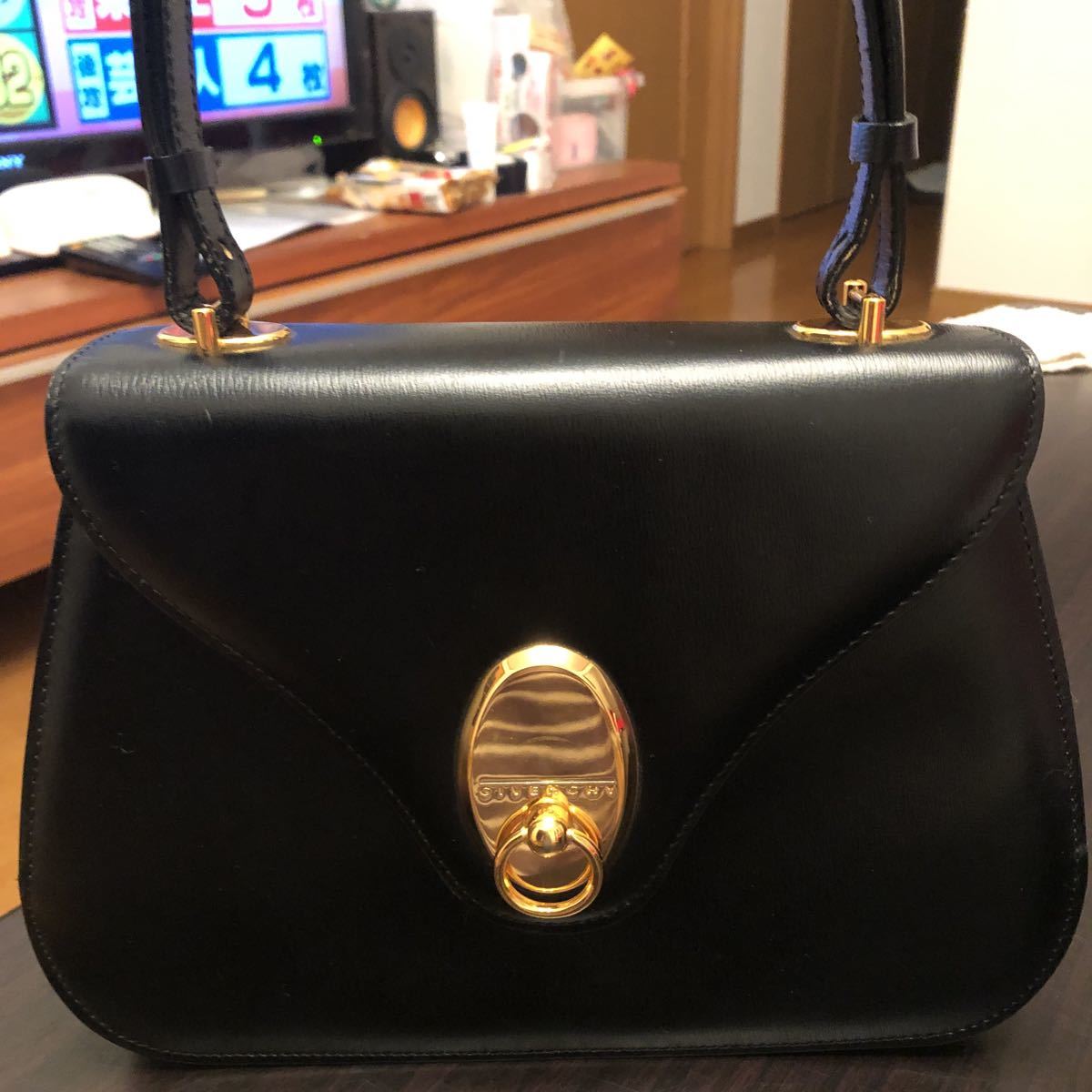 ◆ GIVENCHY ジバンシー リバーシブル ロゴ レザー 2WAY ハンド バッグ 冠婚葬祭 フォーマル 美品 牛革
