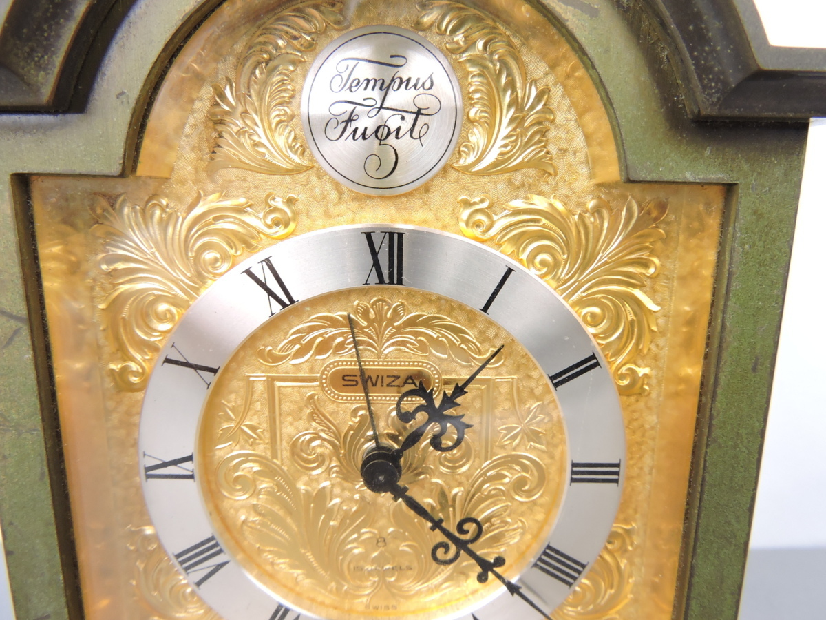 ヴィンテージ Swiza スウィザ 置時計 手巻き ゴールド スイス製 真鍮 ヴィンテージ Swiza スウィザ 置時計 手巻き ゴールド スイス製