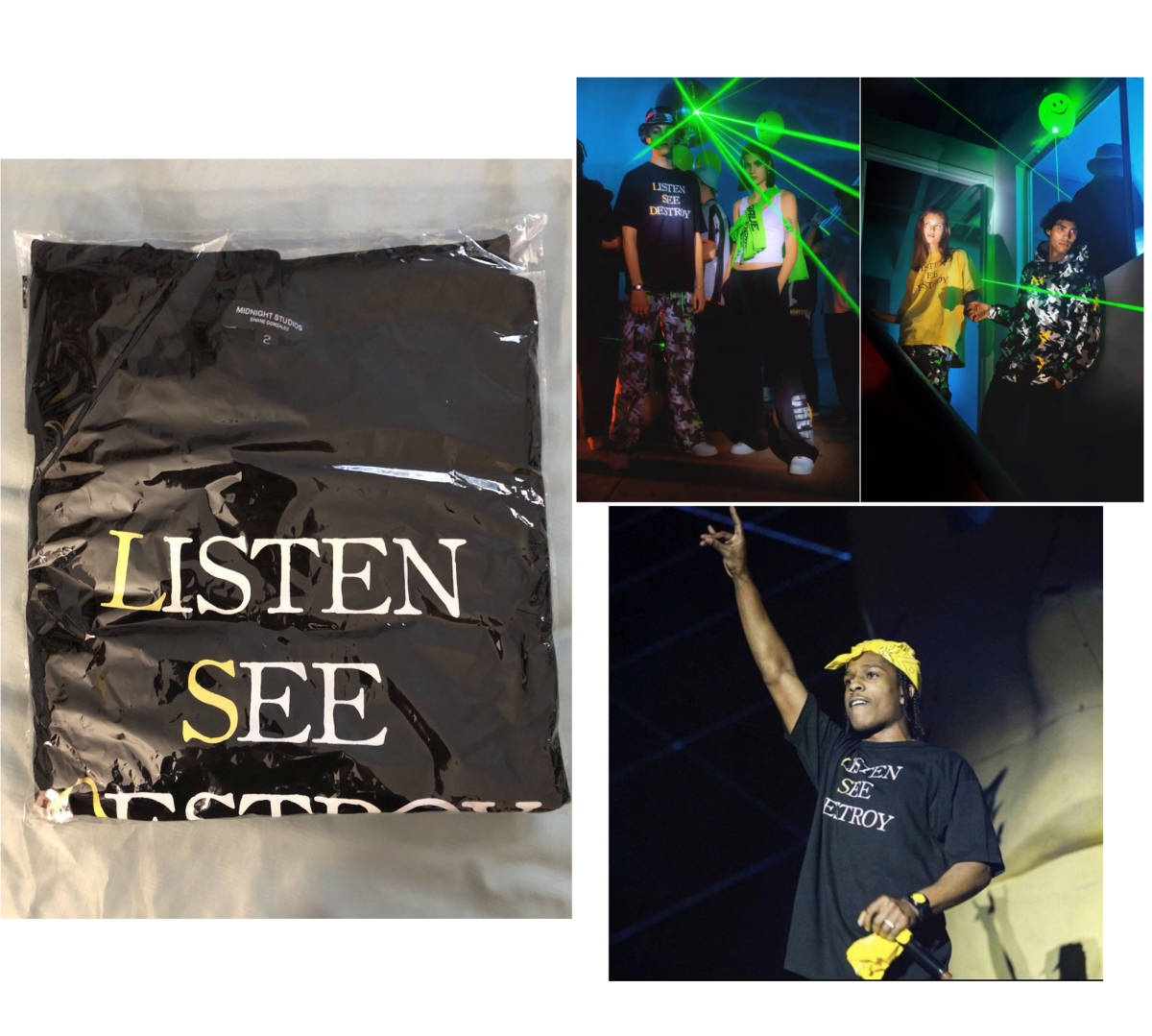  本物レア Midnight Rave Tシャツ LSD listen see destroy タグ付き サイズ2 黒 L ASAP ROCKY着用 AWGE Midnight studios(文字、ロゴ)｜売買されたオークション情報、yahooの商品情報をアーカイブ公開 - オークファン Lサイズ