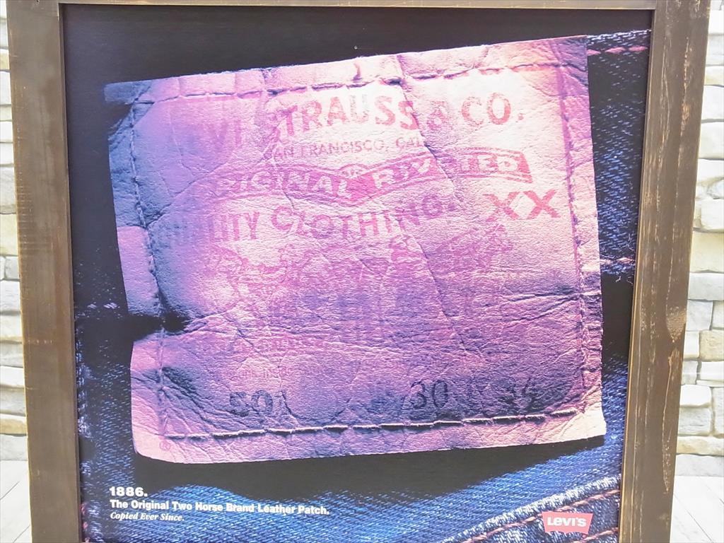 ○ LEVIS ウッドパネル 販促用 看板 非売品 パッチ写真 61.5×60cm