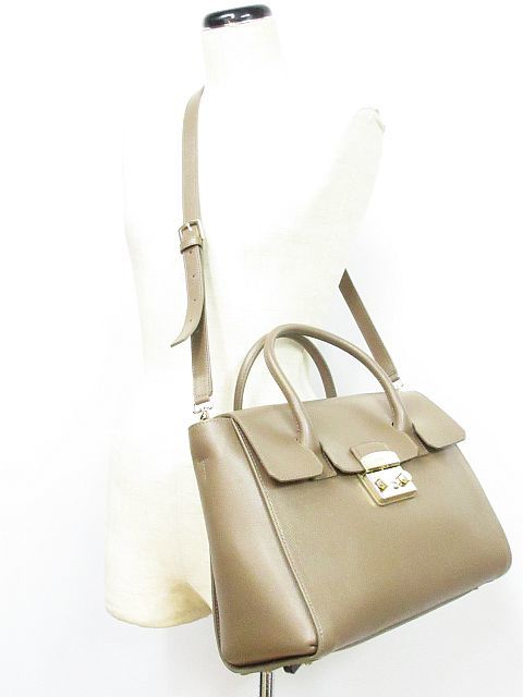 レディース FURLA メトロポリス サッチェル ハンドバッグ 2way レザー 