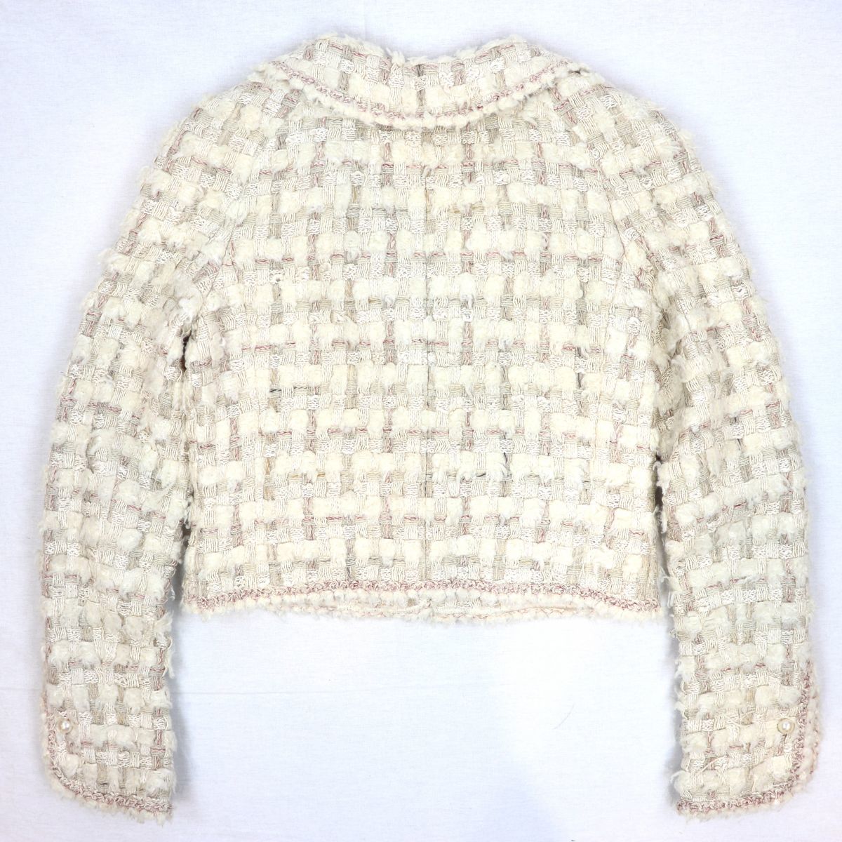 シャネル CHANEL 05A シルク混 ミックスツイードジャケット トリミング 