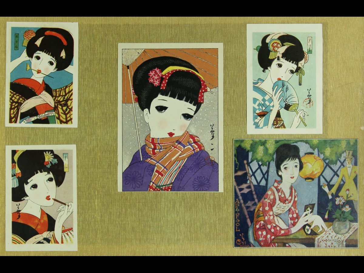 真作保証 竹久夢二 美人女性画 木版画 5枚 希少 (Bh) 3FB37 Yahoo