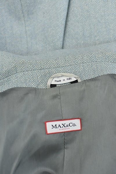 MN-0544 MAX&Co. マックス＆コー レディース スーツ セットアップ ライトブルー サイズ38 シングル 1B 総裏 ノータック 秋冬 ビジネス