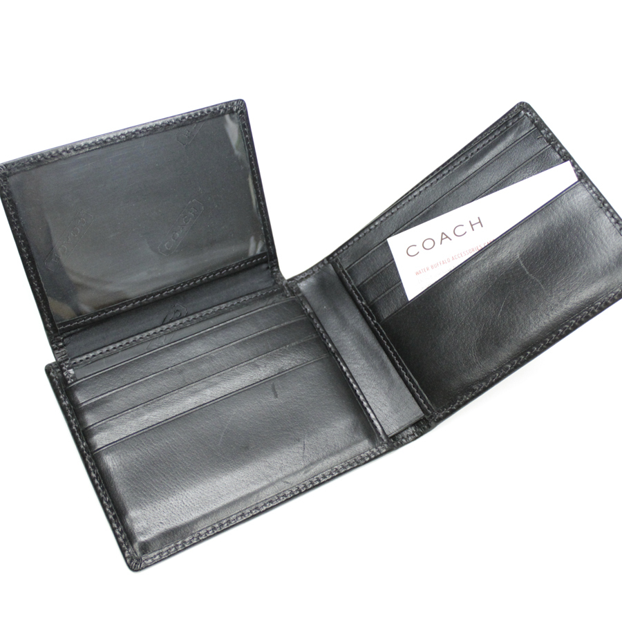 定価￥34,560- 美品 メンズ COACHコーチ 水牛革 バッファローレザー 二  