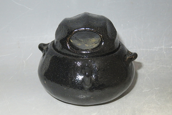 ◆ 茶道具　茶入　薄茶器　【川上不白好写　黒楽　大渡茶入　】楽焼窯元　七世　川崎和楽　共箱　【真作】　江戸千家
