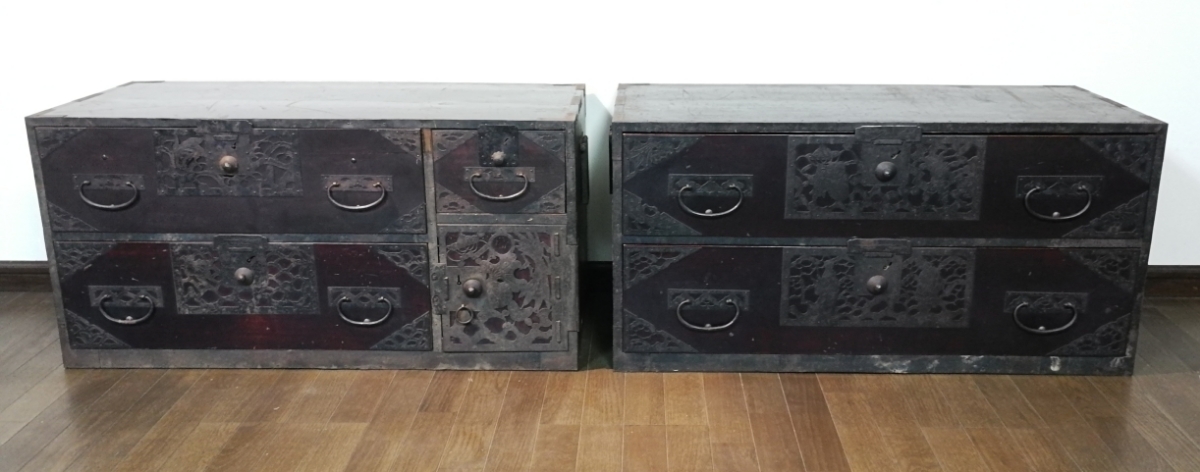 佐渡箪笥 佐渡八幡箪笥 重ね箪笥 時代箪笥/アンティーク 和モダン 