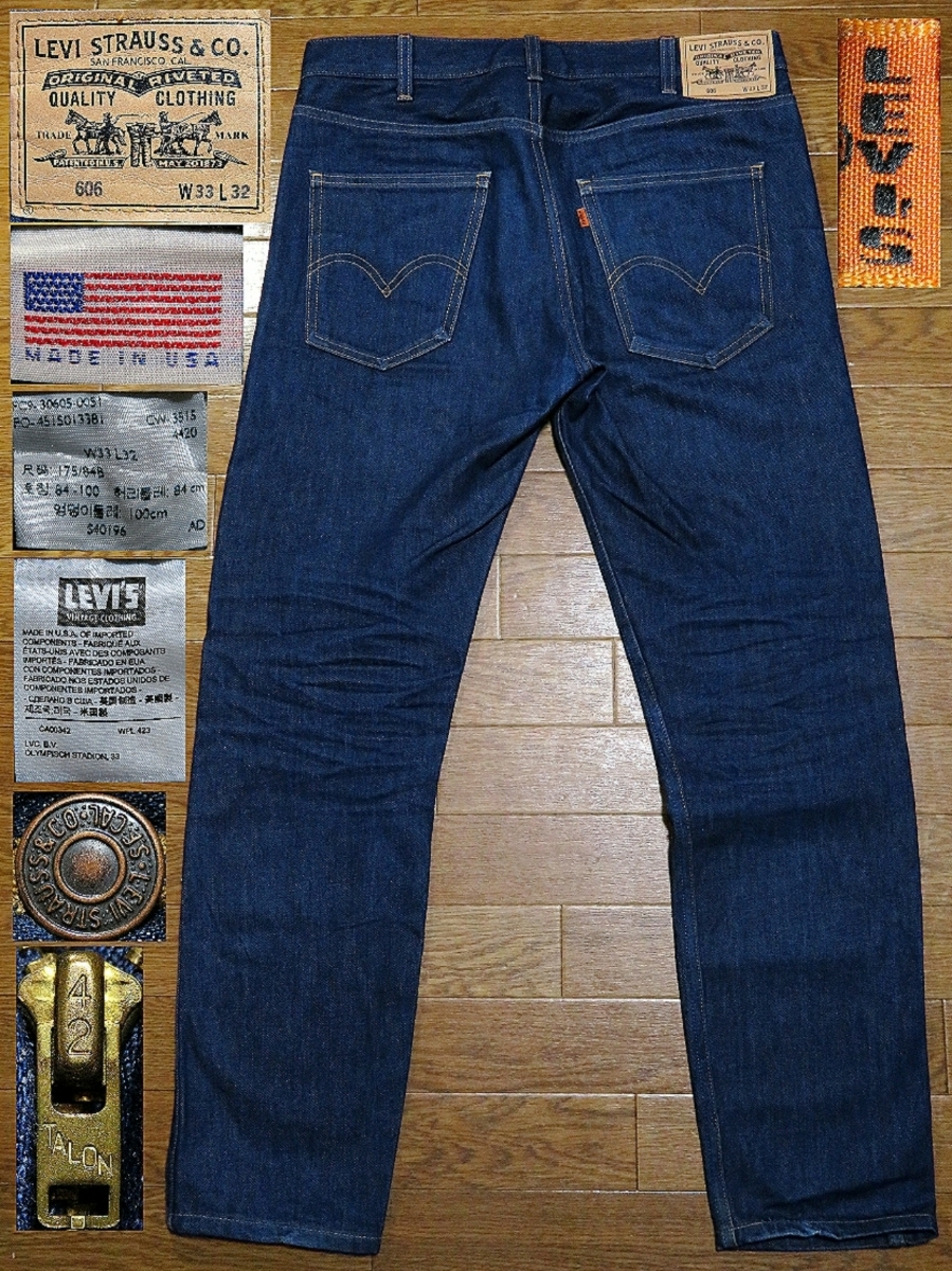 正規品，100%新品 W33 米国製 LEVISリーバイス ビンテージ1960年代 定価22248円 復刻BIG-E MADE IN USA テーパードLVCスリム 606 スキニー30605(W33)｜売買されたオークション情報、yahooの商品情報をアーカイブ公開 - オーク W33