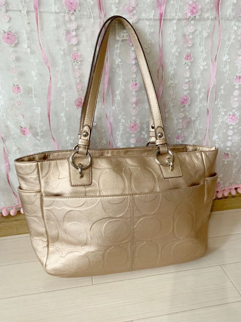 送料無料美品コーチCOACH☆ギャラリーシグネチャートートバッグ 