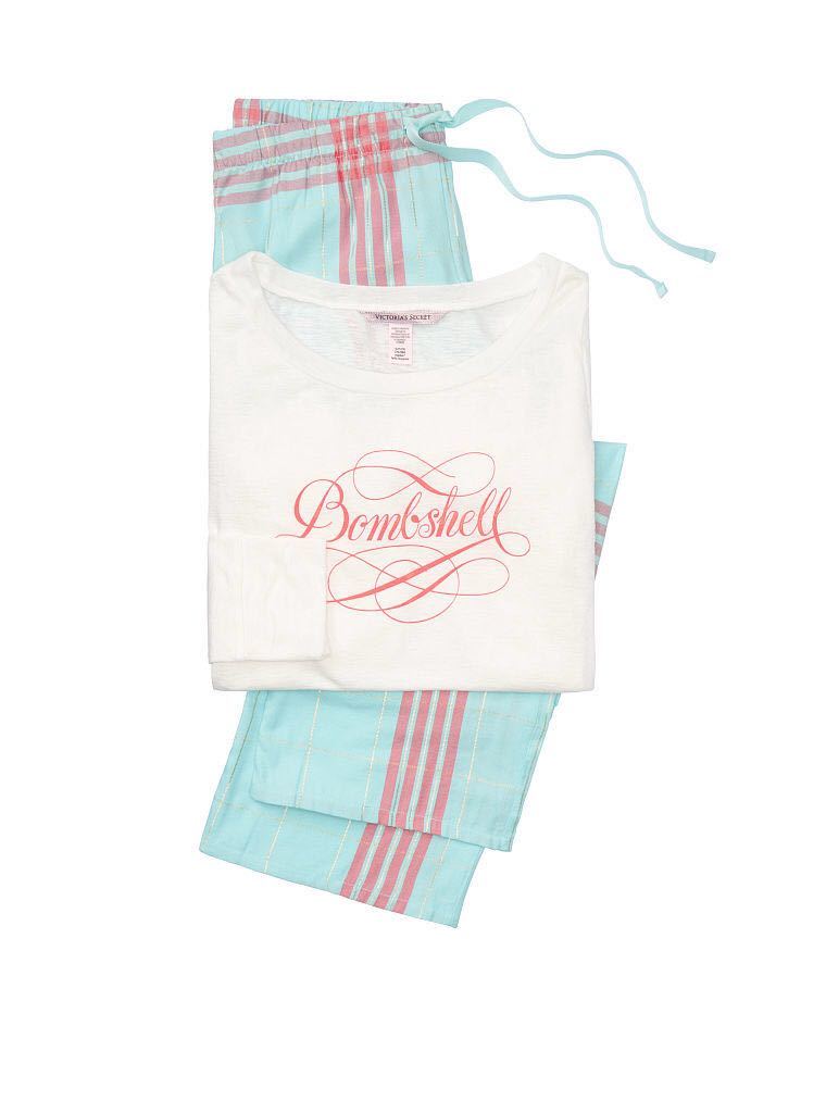 新品 Victoria's Secret ヴィクトリアシークレット 長袖 & 軽量 カジュアルnighty LOUNGE パジャマ